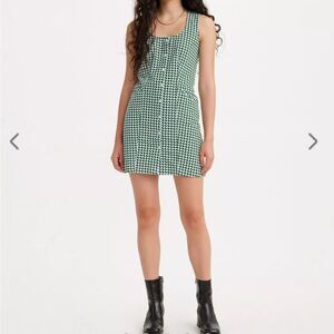 NWT Levi’s Green and White Cotton Button Down Mini Dress Size M